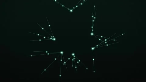 Synaptic pulse network animation, green light pulses traveling between hub nodes Video stock 346956773