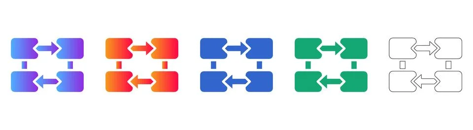 Sync and Data Exchange Loop Process Icons 库存插图