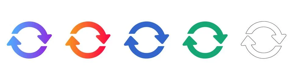 Sync and Refresh Arrow Icons Stock Illustration
