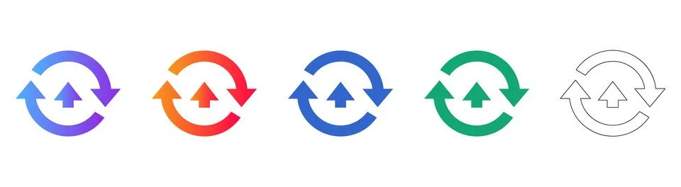 Sync and Refresh Circular Arrow Icons Stock Illustration