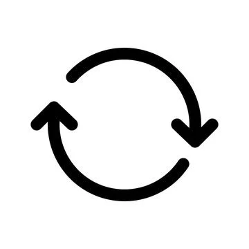 Sync arrow icon line isolated on white background. Black flat thin icon on .. Stock Illustration