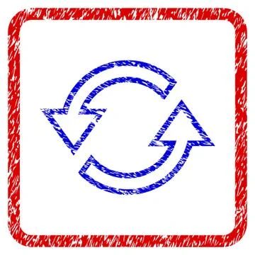 Sync Arrows Grunge Framed Icon Stock Illustration