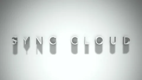 Sync cloud 3D title animation with shadows on a white background Video stock 297383775