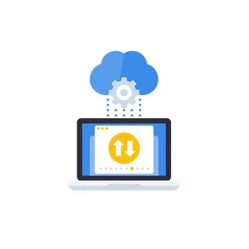 Sync with cloud, data transfer vector icon 스톡 일러스트