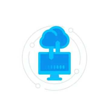 Sync with cloud icon, data upload, and synchronization 库存插图