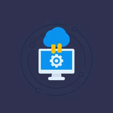 Sync with cloud icon, data upload, and synchronization, backup Illustrazione stock