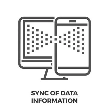 Sync of Data Infomation Line Icon Stock Illustration