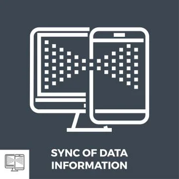 Sync of Data Infomation Line Icon Stock Illustration