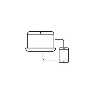 Sync devices line icon, outline vector Stock Illustration