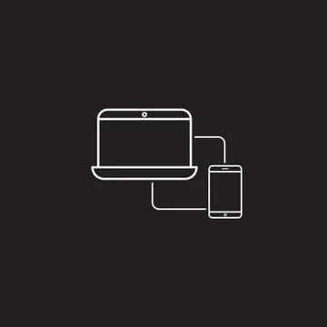 Sync devices line icon, outline vector logo Stock Illustration