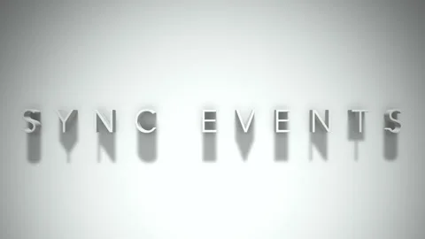 Sync events 3D title animation with shadows on a white background Stock Footage 297383788