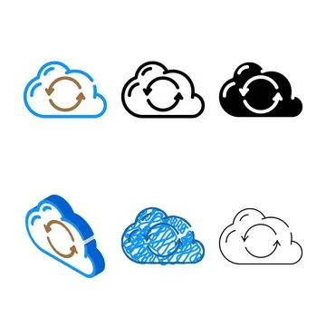 Sync file set with cloud color icon vector Stock Illustration