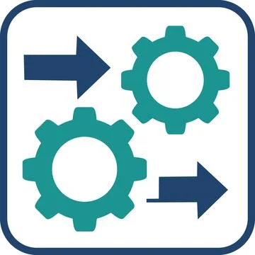 Sync gear mechanism process workflow icon Stock Illustration