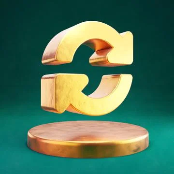Sync icon. Fortuna Gold Sync symbol on golden podium. Illustrazione stock