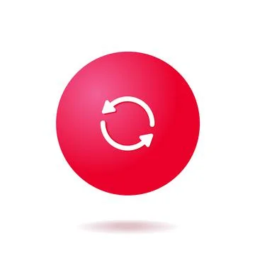 Sync icon of synchronization sync up with 3d red gradient ball circle bubble Stock Illustration