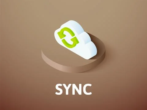 Sync isometric icon, isolated on color background Stock Illustration