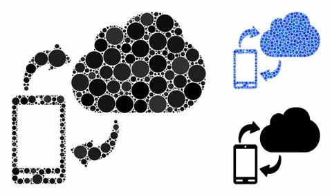 Sync Phone-Cloud Composition Icon of Round Dots Ilustração Stock