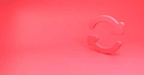 Sync Pink Refresh icon isolated on orange background. Reload symbol 스톡 일러스트