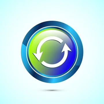 Sync processing icon design, Synchronization or reset icon, Reload sign, Gl.. Stock Illustration
