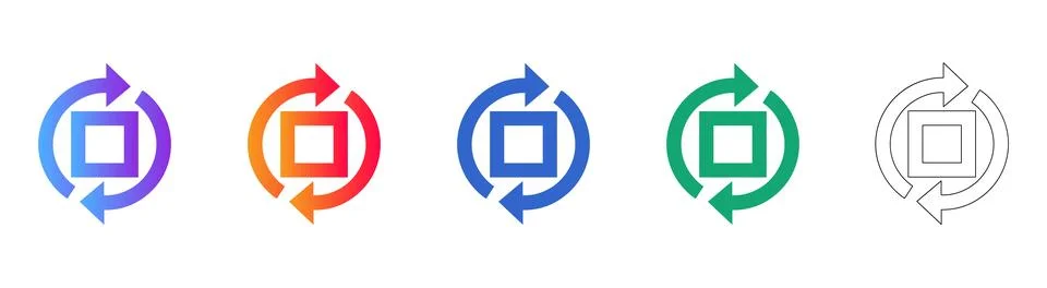 Sync Refresh Rotation Icon Set Stock Illustration