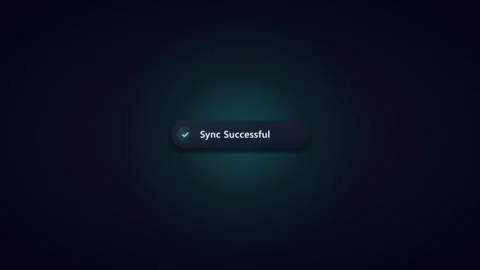 Sync successful notification ui with checkmark animation on dark background Stock Footage 337554565