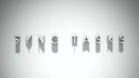 Sync tasks 3D title animation with shadows on a white background Video stock 297383822