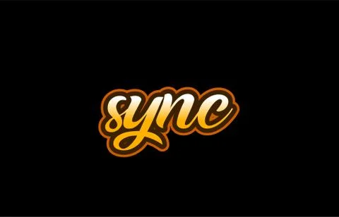 Sync word text banner postcard logo icon design creative concept idea Stock Illustration