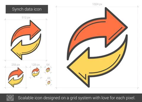 Synch data line icon Stock Illustration
