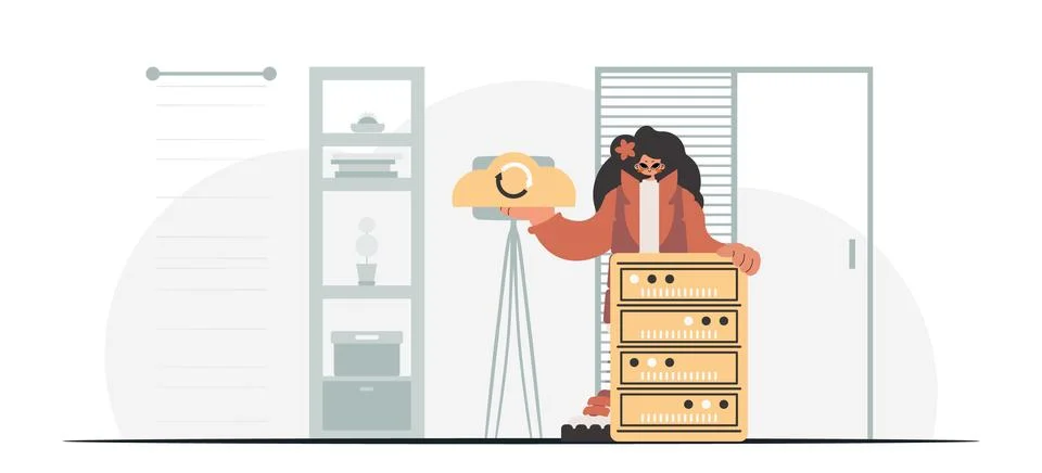 Synchronization and security of information capacity concept. The excited l.. Illustrazione stock