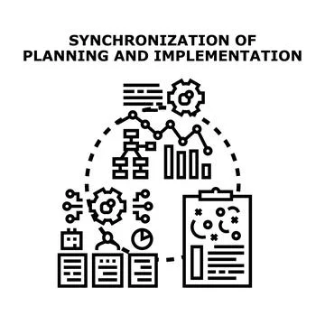 Synchronization of business planning and implementation process Stock Illustration