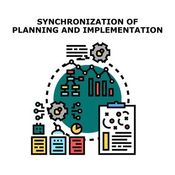 Synchronization of business planning and implementation process Stock Illustration