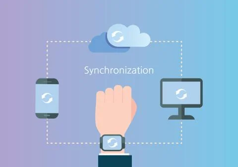 Synchronization concept flat design, vector イラスト素材