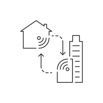 Synchronization of home and work linear icon Stock Illustration