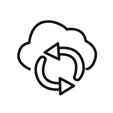 Synchronization Icon linear vector graphics sign Stock Illustration