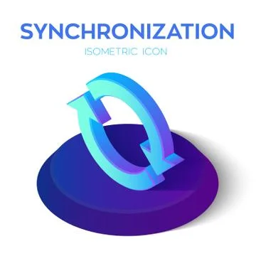 Synchronization Isometric Icon. 3D Isometric Sync Sign. Refresh Icon. Created Stock Illustration