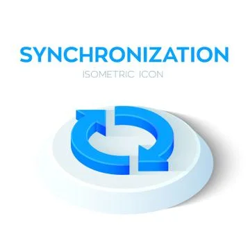 Synchronization Isometric Icon. 3D Isometric Sync Sign. Refresh Icon. Created Stock Illustration