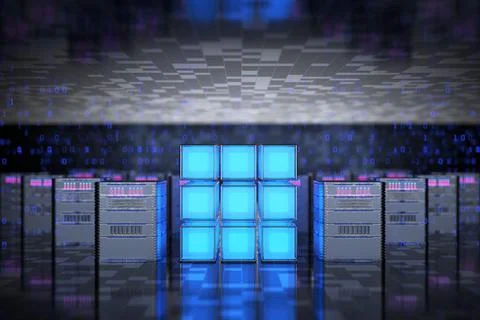 Synchronization of personal information. Big data center concept, cloud datab Stock Illustration