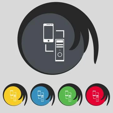 Synchronization sign icon. communicators sync symbol. Data exchange. Set colu 스톡 일러스트