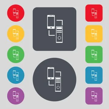 Synchronization sign icon. communicators sync symbol. Data exchange. Set colu 스톡 일러스트
