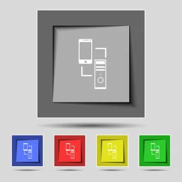Synchronization sign icon. communicators sync symbol. Data exchange. Set colu Stock Illustration