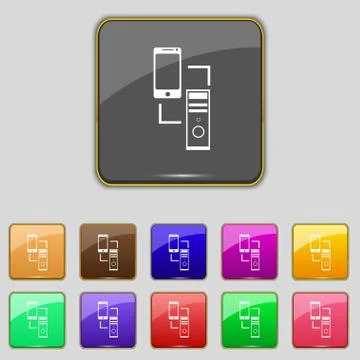 Synchronization sign icon. communicators sync symbol. Data exchange. Set colu Stock Illustration
