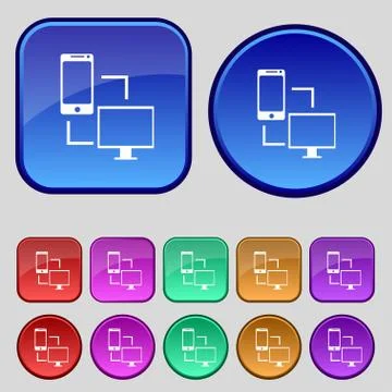 Synchronization sign icon. communicators sync symbol. Data exchange. Set colu Stock Illustration