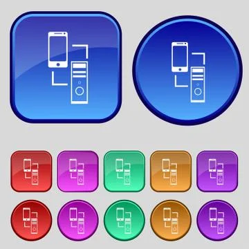 Synchronization sign icon. communicators sync symbol. Data exchange. Set colu 스톡 일러스트