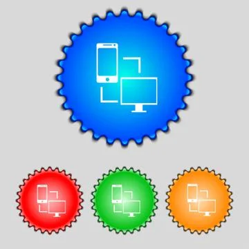 Synchronization sign icon. communicators sync symbol. Data exchange. Set colu 스톡 일러스트