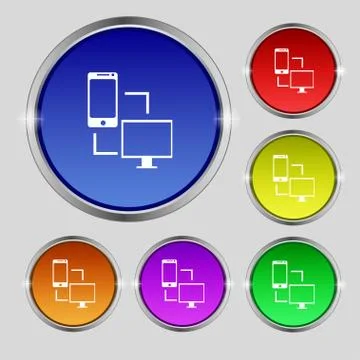 Synchronization sign icon. communicators sync symbol. Data exchange. Set colu 스톡 일러스트