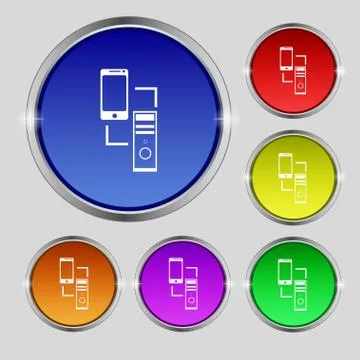Synchronization sign icon. communicators sync symbol. Data exchange. Set colu Stock Illustration