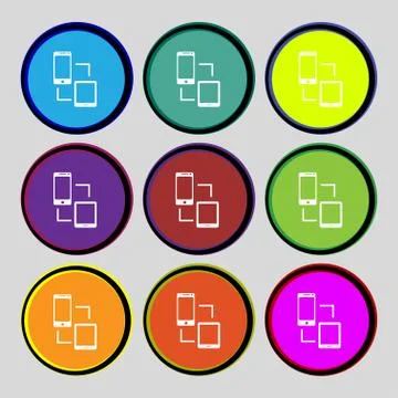 Synchronization sign icon. communicators sync symbol. Data exchange. Set colu Stock Illustration