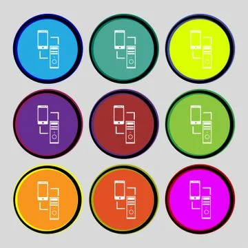 Synchronization sign icon. communicators sync symbol. Data exchange. Set colu Stock Illustration
