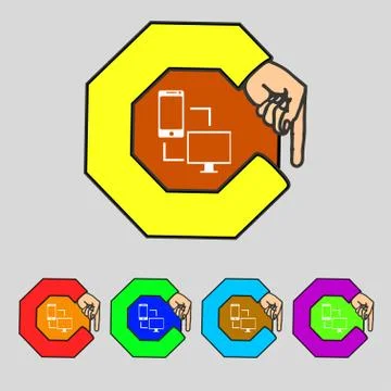 Synchronization sign icon. communicators sync symbol. Data exchange. Set colu Illustrazione stock