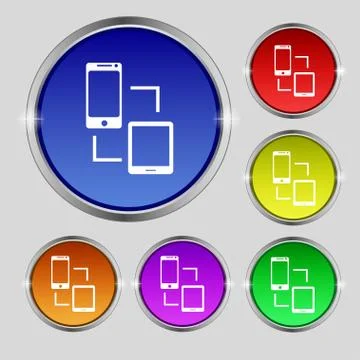Synchronization sign icon. communicators sync symbol. Data exchange. Set colu Illustrazione stock